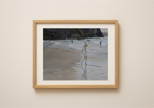 Girl on Beach, Llangrannog Giclée Fine Art Print