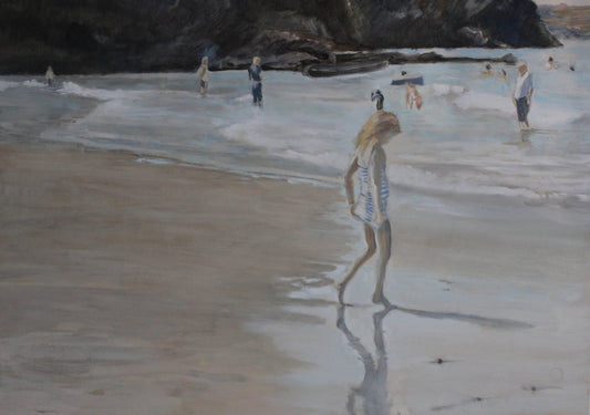 Girl on Beach, Llangrannog Giclée Fine Art Print